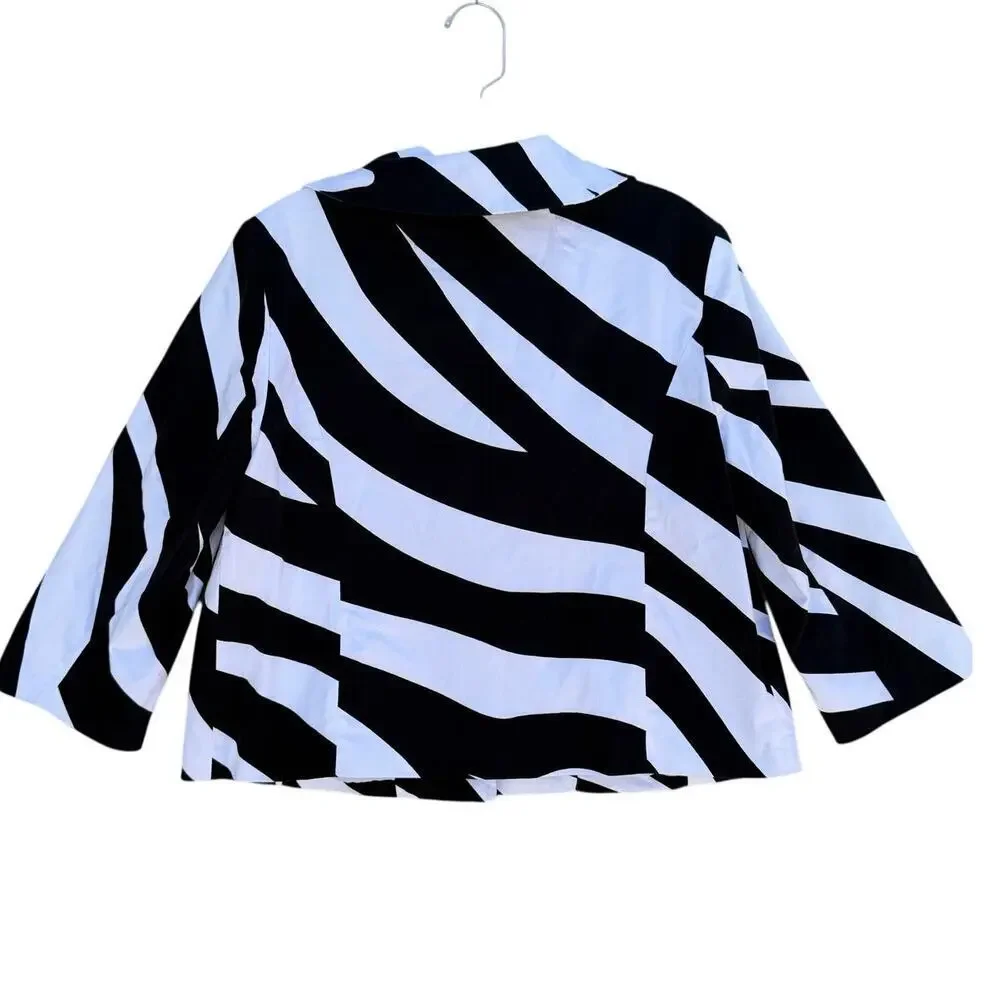 Sandro SportwearZebra Print Jacket Black White Cropped Button Front Women M